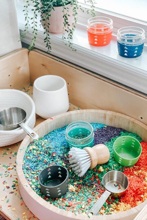 How to Dye Rice For Sensory Play