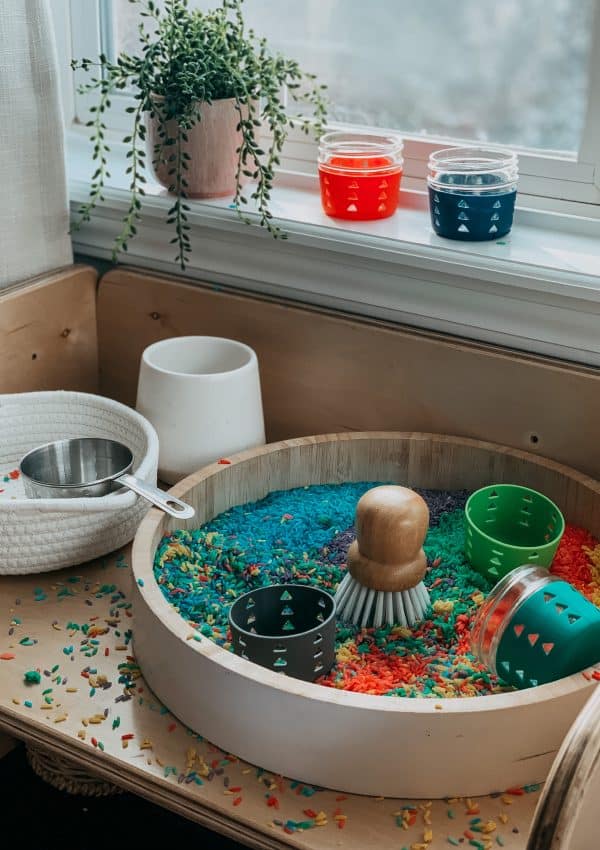 How to Dye Sensory Rice That Is Safe For Toddlers!