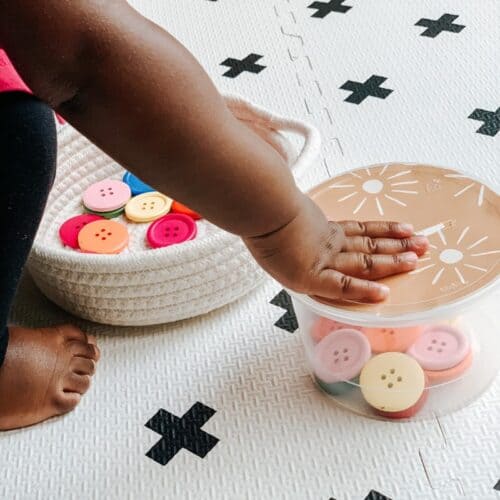 button drop fine motor activity for toddlers