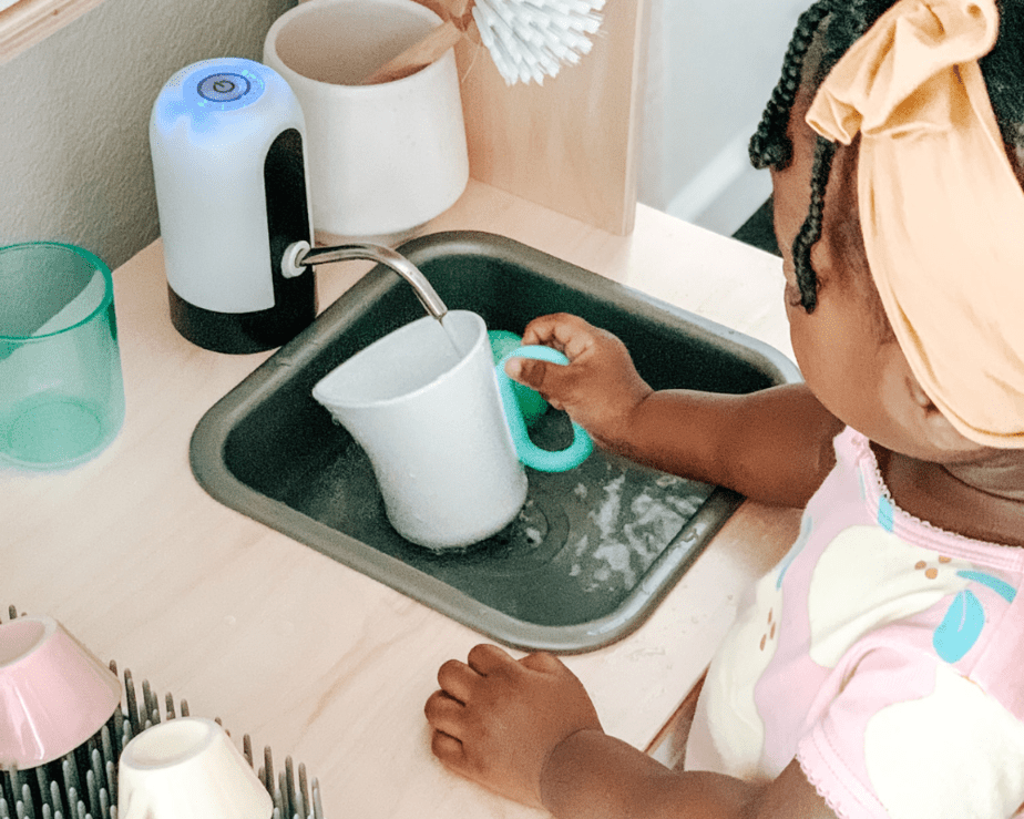 8 Things that make Play Kitchen more Functional  Montessori Kitchen Setup  with WORKING SINK 