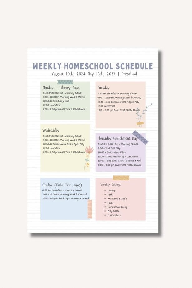 How I Organize My Homeschool Week | Free Homeschool Weekly Schedule