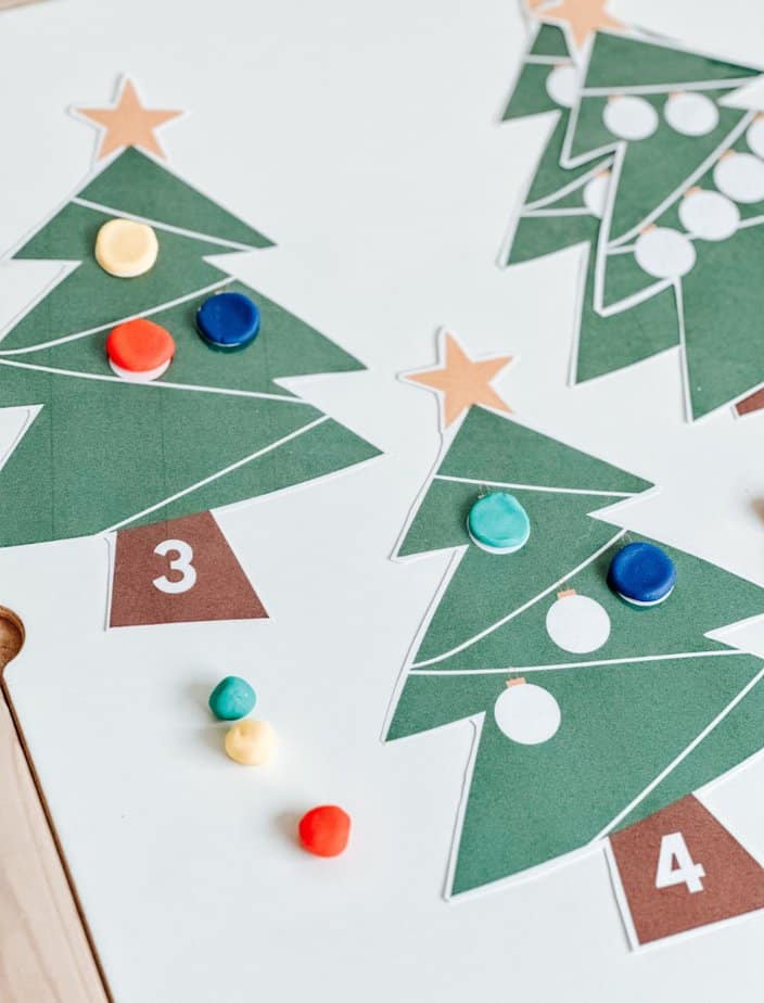 Christmas Tree Playdough Mats | Tree Counting Cards - Jasmine Ansah