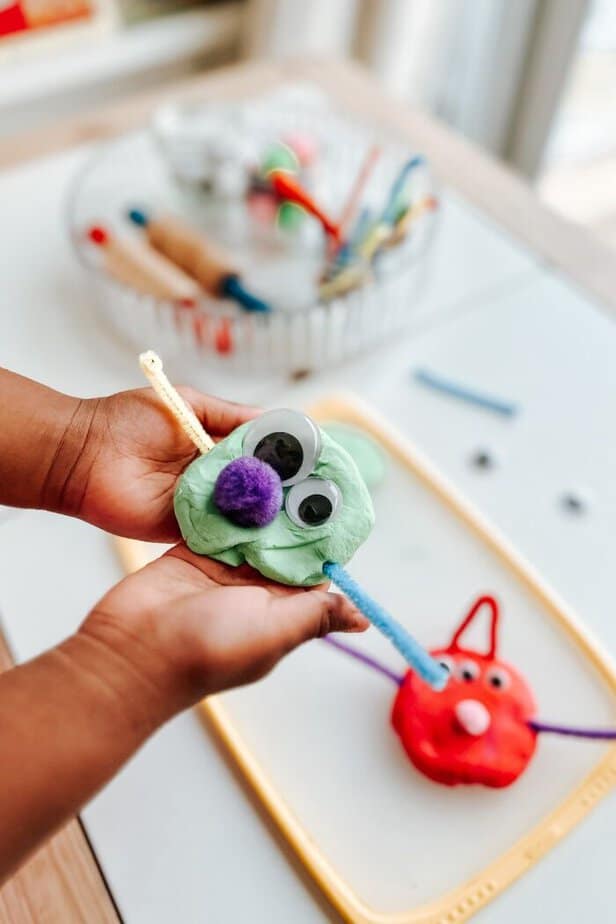 Simple Monster Playdough Activity For Preschool