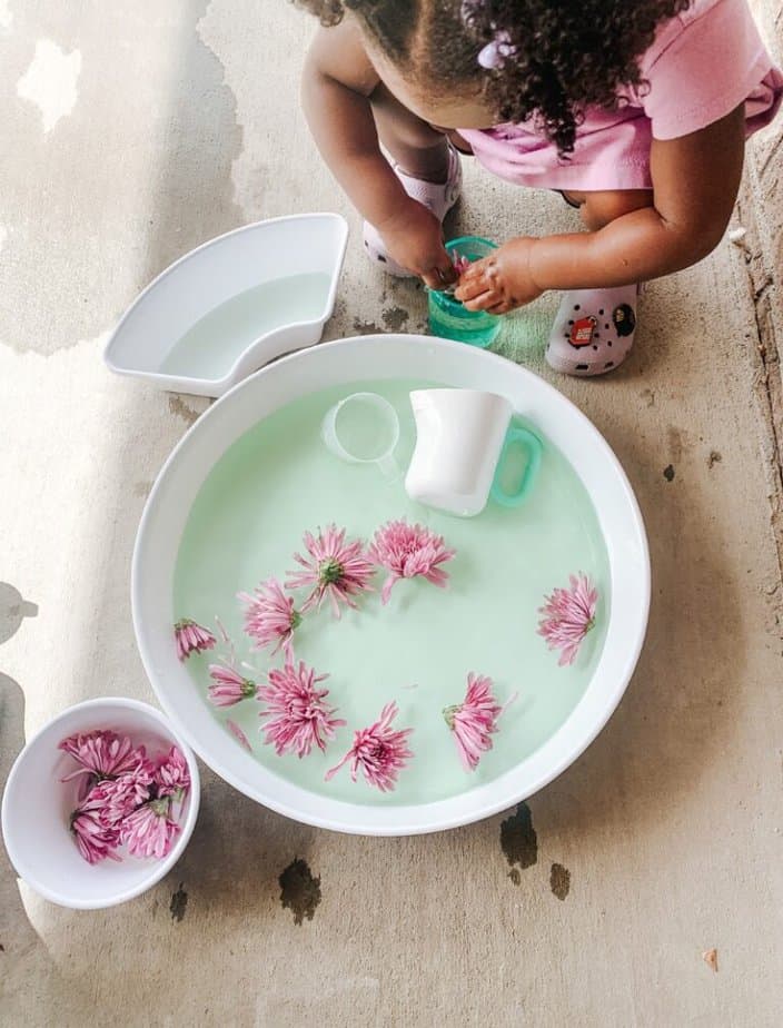 Flower Sensory Bin For Toddlers