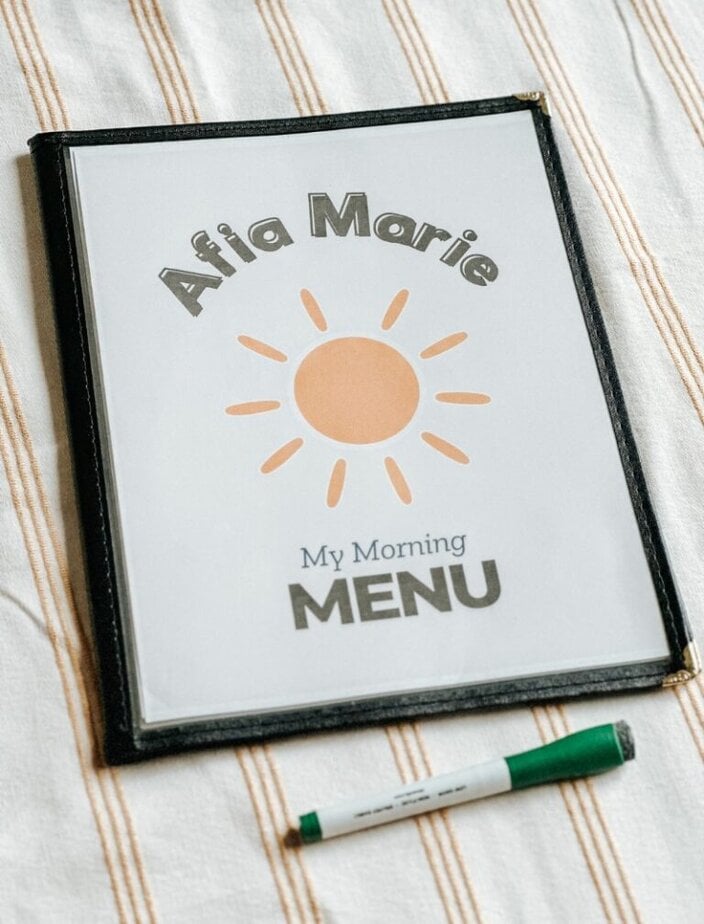 FREE Morning Menu Printable For Preschool