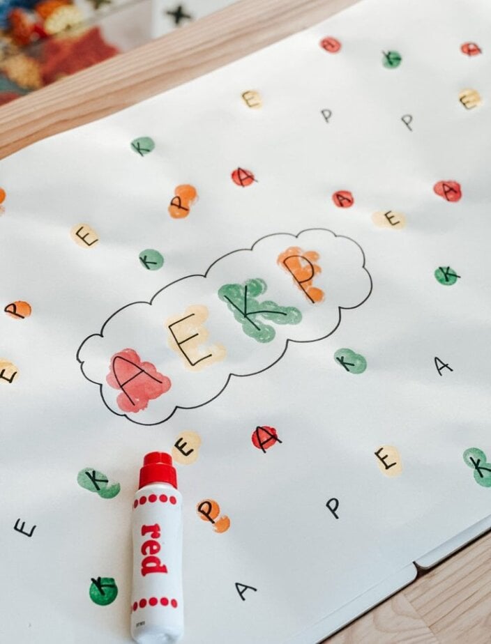 dot marker alphabet matching activity for toddlers
