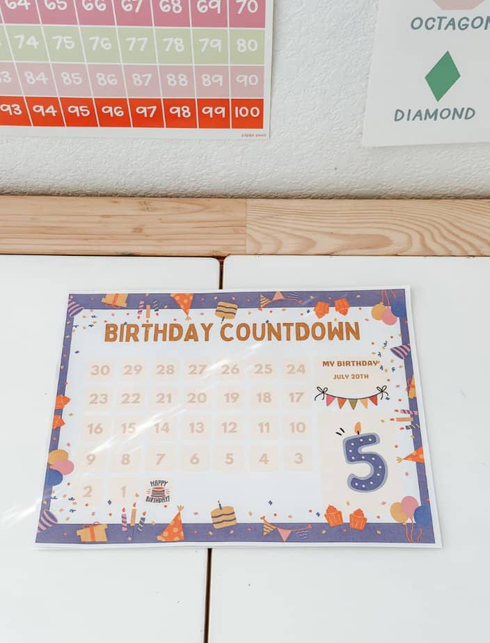 birthday countdown calendar for kids