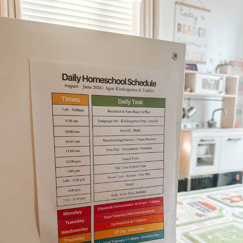 Homeschool Weekly Schedule Template