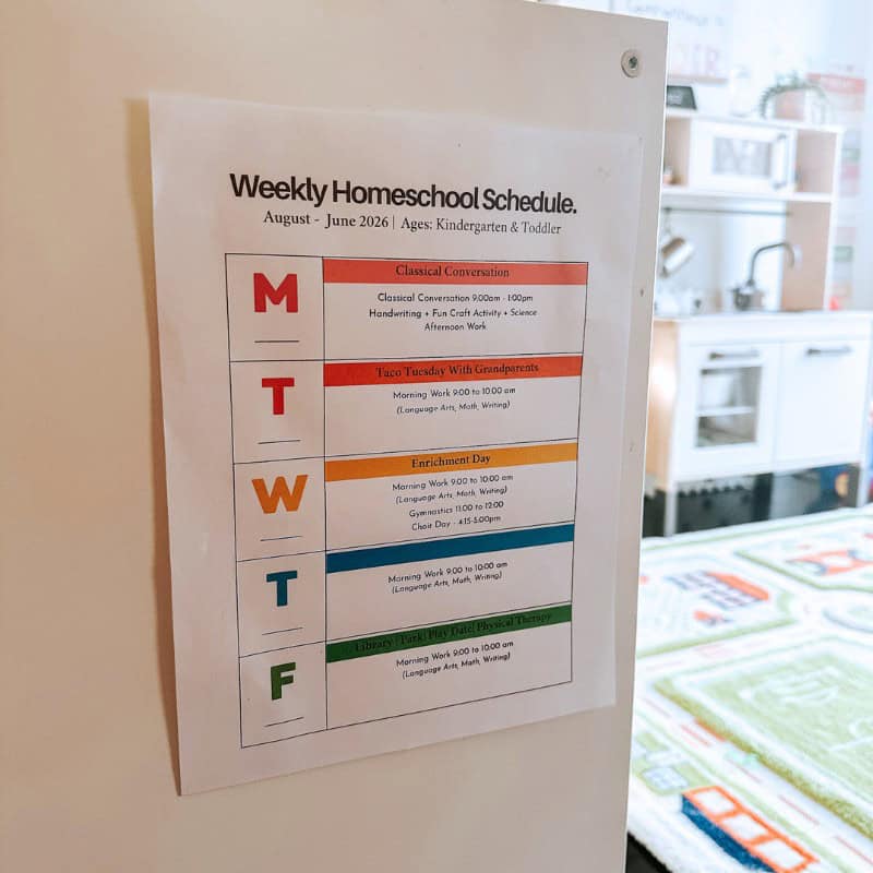 Homeschool Weekly Schedule Template