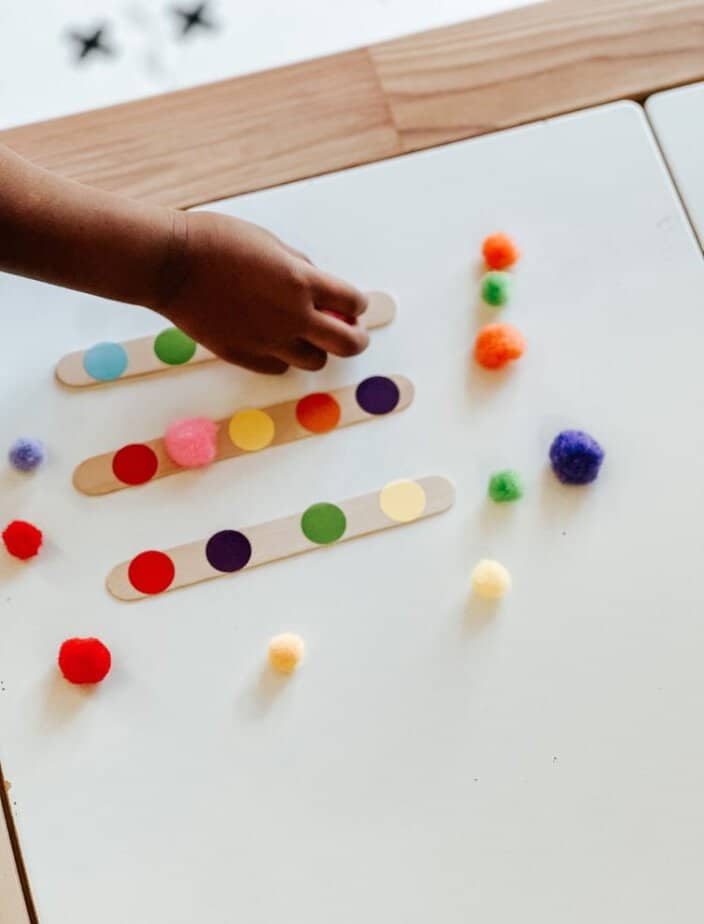 Pom Pom color matching activity for toddlers