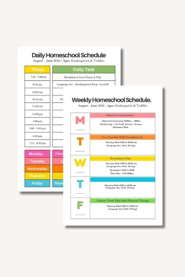 FREE Homeschool Weekly Schedule Template